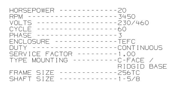 MOTOR 20HP 3450-230/460/60/3