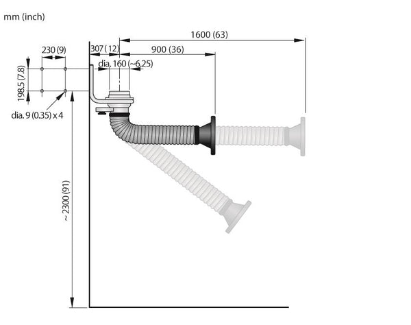 MD Extraction Arm by Dust Fume Mist with 15 in Wall Bracket